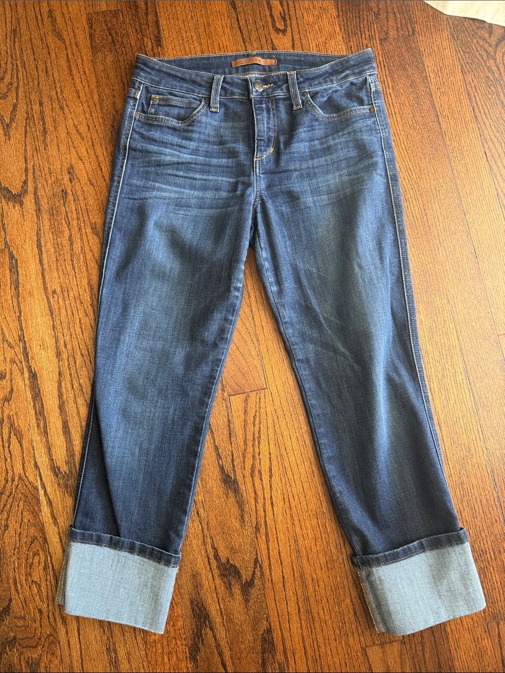 Joe's Jeans Women's Cropped Jeans in Dark Blue with Rolled Cuff